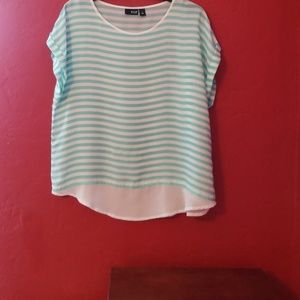 Mint striped  semi sheer blouse